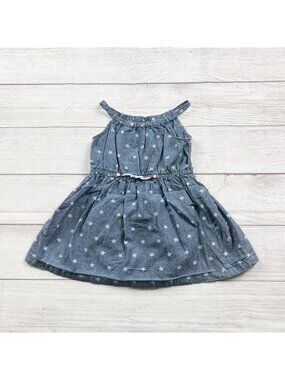 Carter's Toddler Chambray Star Print Sleeveless Dress Bloomer Set 12-18 Months